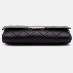 Pre Owned Chanel Black Quilted Lambskin Retro Label Shoulder Bag