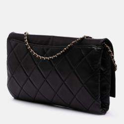 Pre Owned Chanel Black Quilted Lambskin Retro Label Shoulder Bag