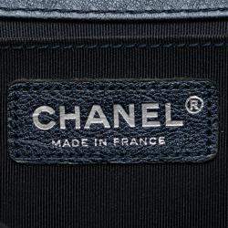Pre Owned Chanel Blue Old Medium Quilted Lambskin Boy Flap