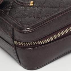 Pre Owned Chanel Burgundy Quilted Caviar Leather Small CC Filigree Vanity Case Bag