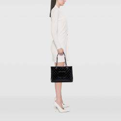 Pre Owned Chanel Black Patent Grand Shopping Tote