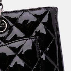 Pre Owned Chanel Black Patent Grand Shopping Tote