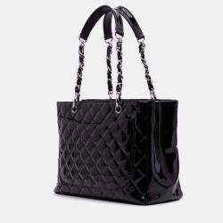 Pre Owned Chanel Black Patent Grand Shopping Tote