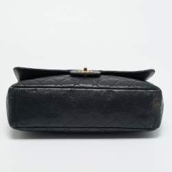 Pre Owned Chanel Black Quilted Caviar Leather Maxi Classic Single Flap Bag