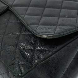 Pre Owned Chanel Black Quilted Caviar Leather Maxi Classic Single Flap Bag