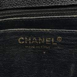 Pre Owned Chanel Black Quilted Caviar Leather Maxi Classic Single Flap Bag