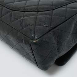 Pre Owned Chanel Black Quilted Caviar Leather Maxi Classic Single Flap Bag