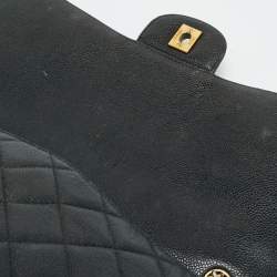 Pre Owned Chanel Black Quilted Caviar Leather Maxi Classic Single Flap Bag