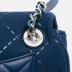Pre Owned Chanel Blue Classic Jersey Single Flap