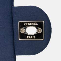 Pre Owned Chanel Blue Classic Jersey Single Flap