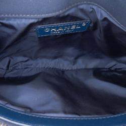 Pre Owned Chanel Blue Classic Jersey Single Flap