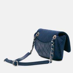 Pre Owned Chanel Blue Classic Jersey Single Flap