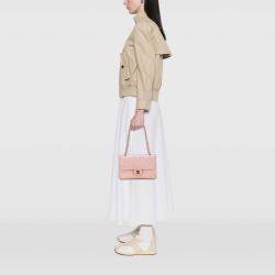 Pre Owned Chanel Pink Medium Classic Lambskin Double Flap