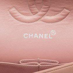 Pre Owned Chanel Pink Medium Classic Lambskin Double Flap