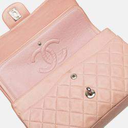 Pre Owned Chanel Pink Medium Classic Lambskin Double Flap