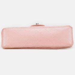 Pre Owned Chanel Pink Medium Classic Lambskin Double Flap