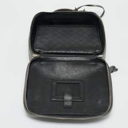 Pre Owned Chanel Grey Quilted Caviar Leather Large Filigree Vanity Bag