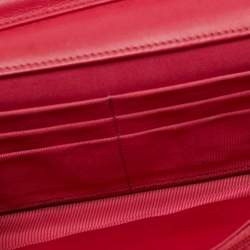 Pre Owned Chanel Red/Pink Patent and Leather CC Wallet On Chain