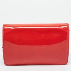 Pre Owned Chanel Red/Pink Patent and Leather CC Wallet On Chain