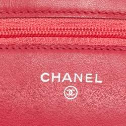 Pre Owned Chanel Red/Pink Patent and Leather CC Wallet On Chain