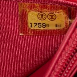 Pre Owned Chanel Red/Pink Patent and Leather CC Wallet On Chain