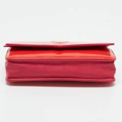 Pre Owned Chanel Red/Pink Patent and Leather CC Wallet On Chain