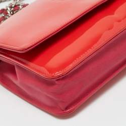 Pre Owned Chanel Red/Pink Patent and Leather CC Wallet On Chain