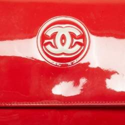 Pre Owned Chanel Red/Pink Patent and Leather CC Wallet On Chain