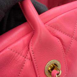 Pre Owned Chanel Matelasse Bowling Bag Pink Calf Leather