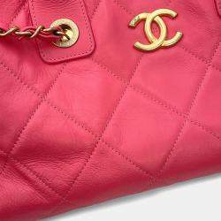 Pre Owned Chanel Matelasse Bowling Bag Pink Calf Leather