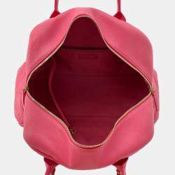 Pre Owned Chanel Matelasse Bowling Bag Pink Calf Leather
