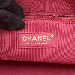 Pre Owned Chanel Matelasse Bowling Bag Pink Calf Leather