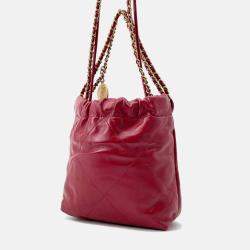 Pre Owned Chanel 22 Mini Red Calfskin Leather Shoulder Bag