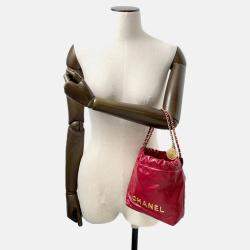 Pre Owned Chanel 22 Mini Red Calfskin Leather Shoulder Bag