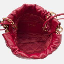 Pre Owned Chanel 22 Mini Red Calfskin Leather Shoulder Bag