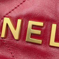 Pre Owned Chanel 22 Mini Red Calfskin Leather Shoulder Bag