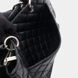 Pre Owned Chanel Matelassé Black Leather Grand Shopping Tote