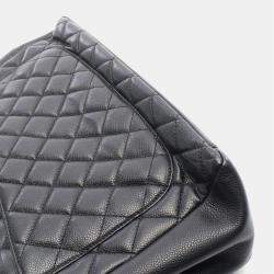 Pre Owned Chanel Matelassé Black Leather Grand Shopping Tote