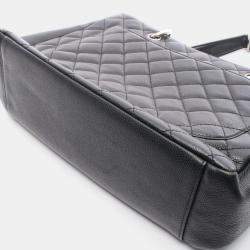 Pre Owned Chanel Matelassé Black Leather Grand Shopping Tote