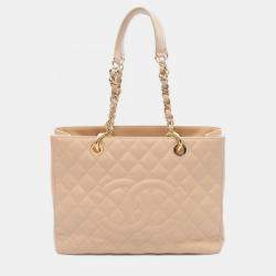 Pre Owned Chanel Matelassé Calfskin Grand Shopping Chain Shoulder Bag