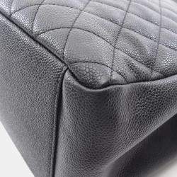 مملوكة مسبقًا حقيبة شانيل سلسلة ماتلاسيه جلد عجل أسود جراند شوبينج بذهبي