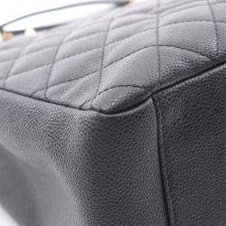 مملوكة مسبقًا حقيبة شانيل سلسلة ماتلاسيه جلد عجل أسود جراند شوبينج بذهبي