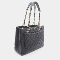 مملوكة مسبقًا حقيبة شانيل سلسلة ماتلاسيه جلد عجل أسود جراند شوبينج بذهبي