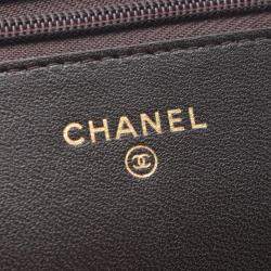 Pre Owned Chanel Matelasse Black Lambskin Leather Crossbody Bag