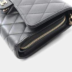 Pre Owned Chanel Matelasse Black Calfskin Crossbody Chain Shoulder Bag
