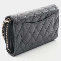 Pre Owned Chanel Matelasse Black Calfskin Crossbody Chain Shoulder Bag
