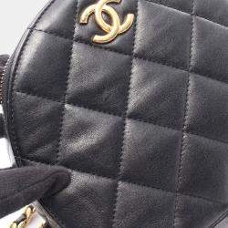 Pre Owned Chanel Matelasse Black Lambskin Chain Shoulder Bag GHW 