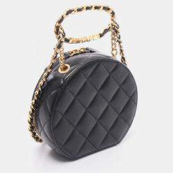Pre Owned Chanel Matelasse Black Lambskin Chain Shoulder Bag GHW 
