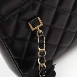 Pre Owned Chanel Matelasse Coco CC Black Lambskin Chain Tote Bag GHW  