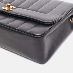 Pre Owned Chanel Mademoiselle Black Lambskin GHW Crossbody Chain Shoulder Bag